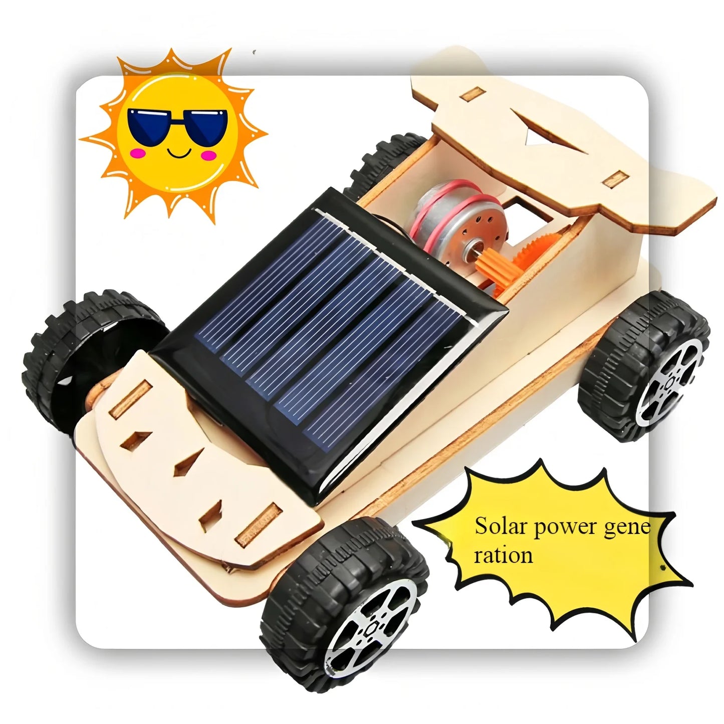 Solar-powered cars, children's DIY handcrafted assembly models, children's DIY science experiment toys 3D wooden jigsaw puzzle