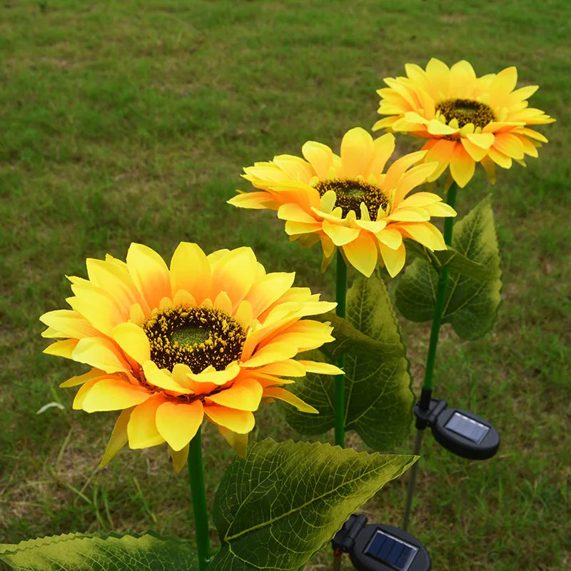 LED Solar Sunflower Outdoor Lawn Light IP65 Waterproof Pathway Yard Wedding Holiday Garden Decoration Solar Flowers Lamp