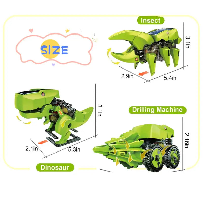 Dinosaur Solar Energy/Powered Stem Toy Technological Gadgets Robotica Kit Education DIY Science Car Toy for Children Boys
