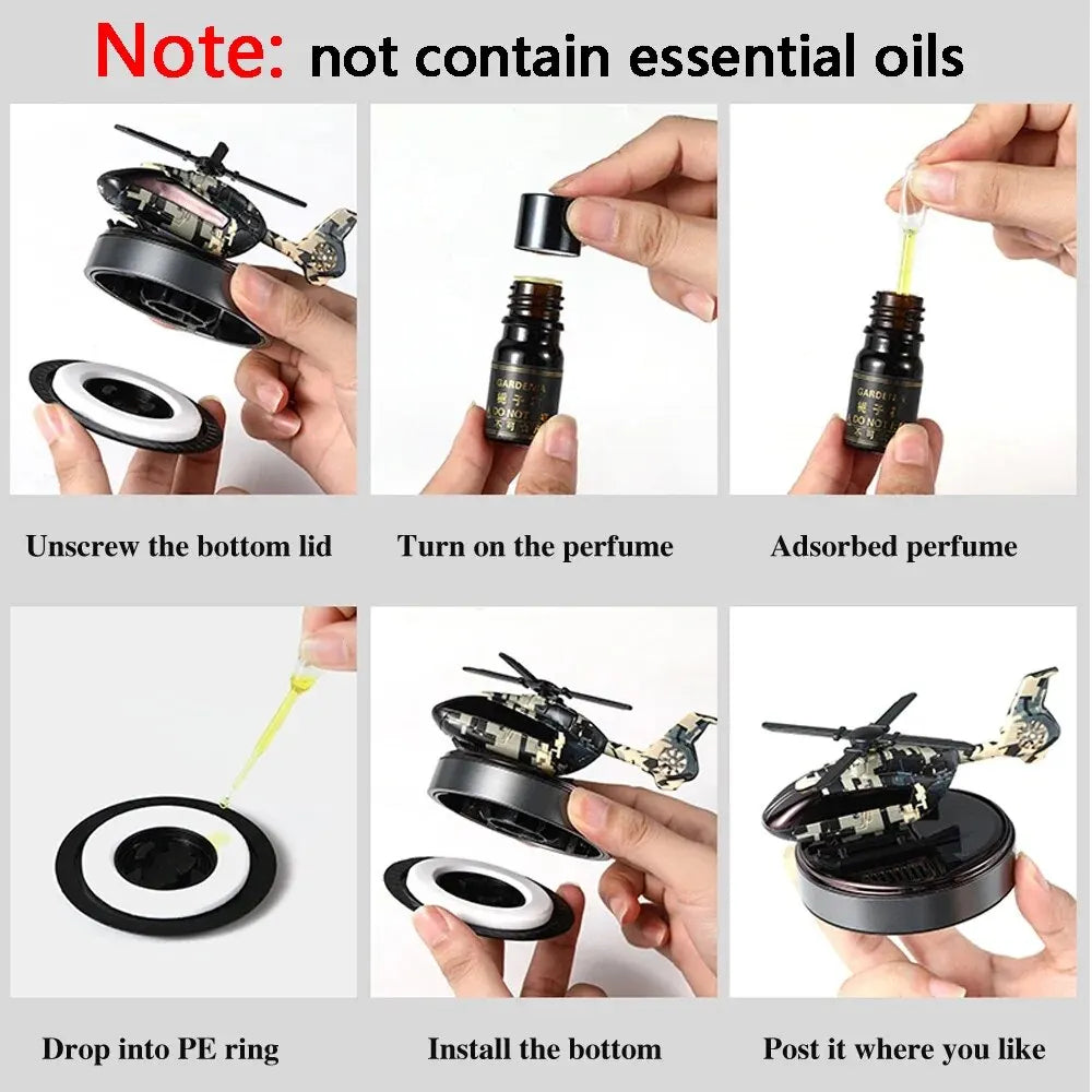 Car Air Freshener Solar Helicopter Interior Accessories Decoration Propeller Rotating Auto Flavoring Perfume Diffuser Supplies
