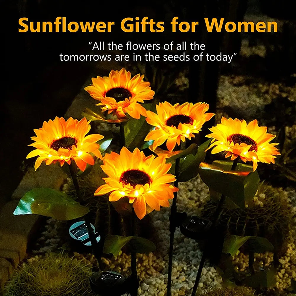 LED Solar Sunflower Outdoor Lawn Light IP65 Waterproof Pathway Yard Wedding Holiday Garden Decoration Solar Flowers Lamp