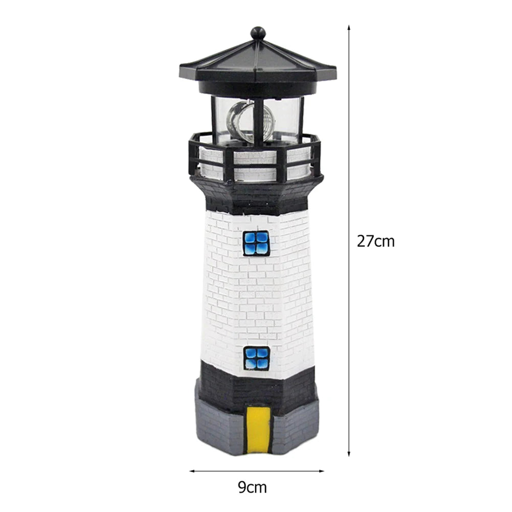 Lighthouse Shape Solar LED Light Garden Fence Yard Outdoor Adornment Smart Sensor Beacon Rotating Lamp Solar Light Decor