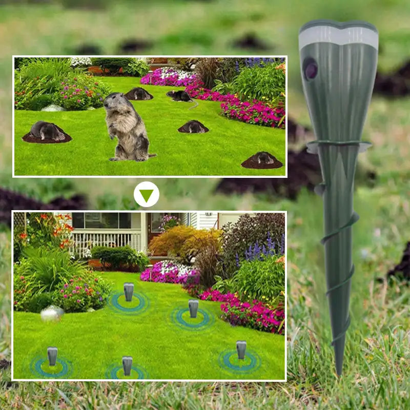 For Lawns Gopher Screw Repeller Solar Powered Outdoor Groundhog Deterrent Vibration Stakes