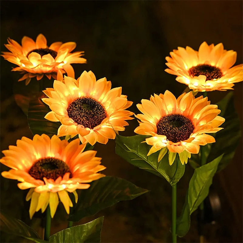 LED Solar Sunflower Outdoor Lawn Light IP65 Waterproof Pathway Yard Wedding Holiday Garden Decoration Solar Flowers Lamp