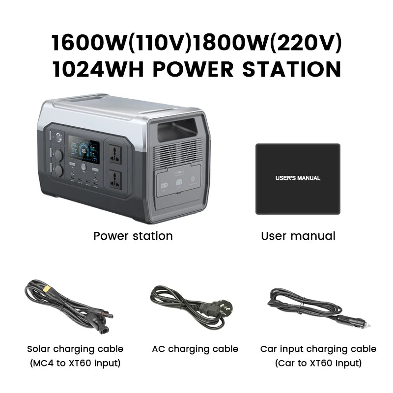 2600W Camping Portable Power Station 2048WH Solar Generator LiFePo4 Battery Backup Emergency Power Supply 110V 220V Outdoor RV