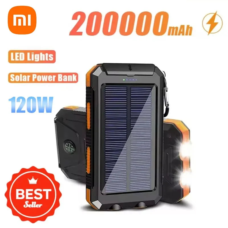 Xiaomi 200000mAh Solar Power Bank Portable Large Capacity Charger Compatible 120W Super Fast Charging For iPhone Samsun Huawei