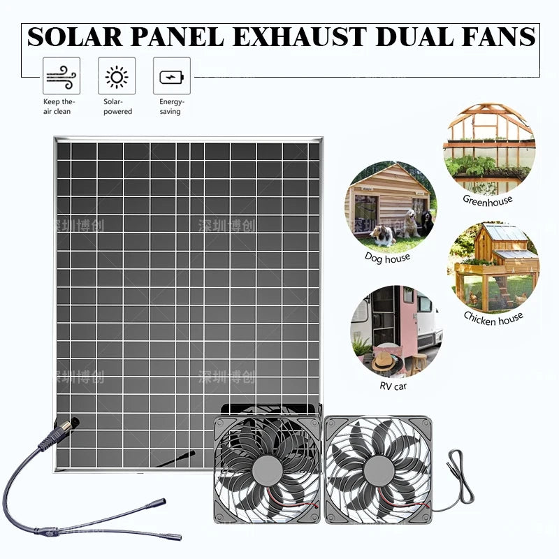 500W Solar Powered Fan Portable Rechargeable Battery Operated Fan with Panel USB Charging for Outdoor Camping Travel Home