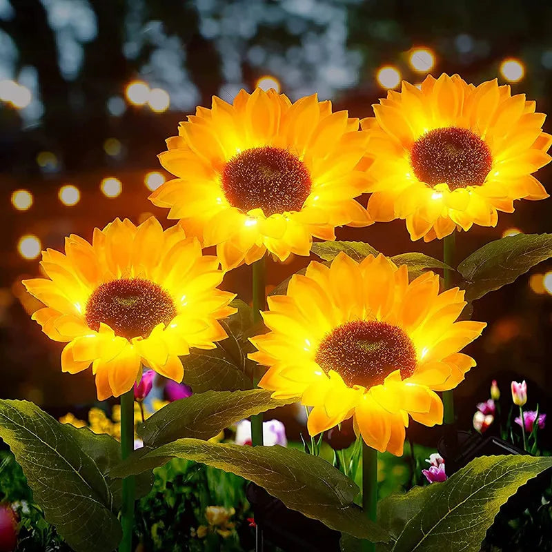 LED Solar Sunflower Outdoor Lawn Light IP65 Waterproof Pathway Yard Wedding Holiday Garden Decoration Solar Flowers Lamp