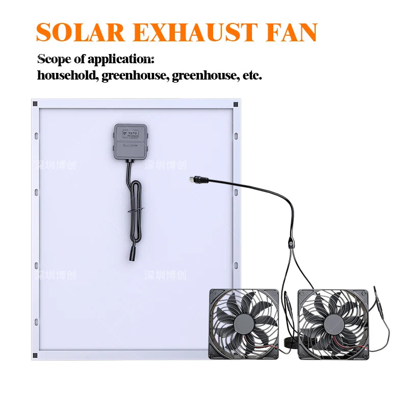 500W Solar Powered Fan Portable Rechargeable Battery Operated Fan with Panel USB Charging for Outdoor Camping Travel Home