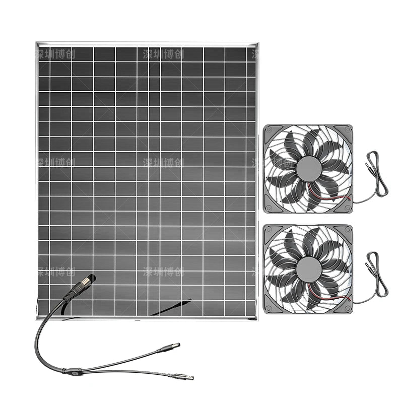 500W Solar Powered Fan Portable Rechargeable Battery Operated Fan with Panel USB Charging for Outdoor Camping Travel Home