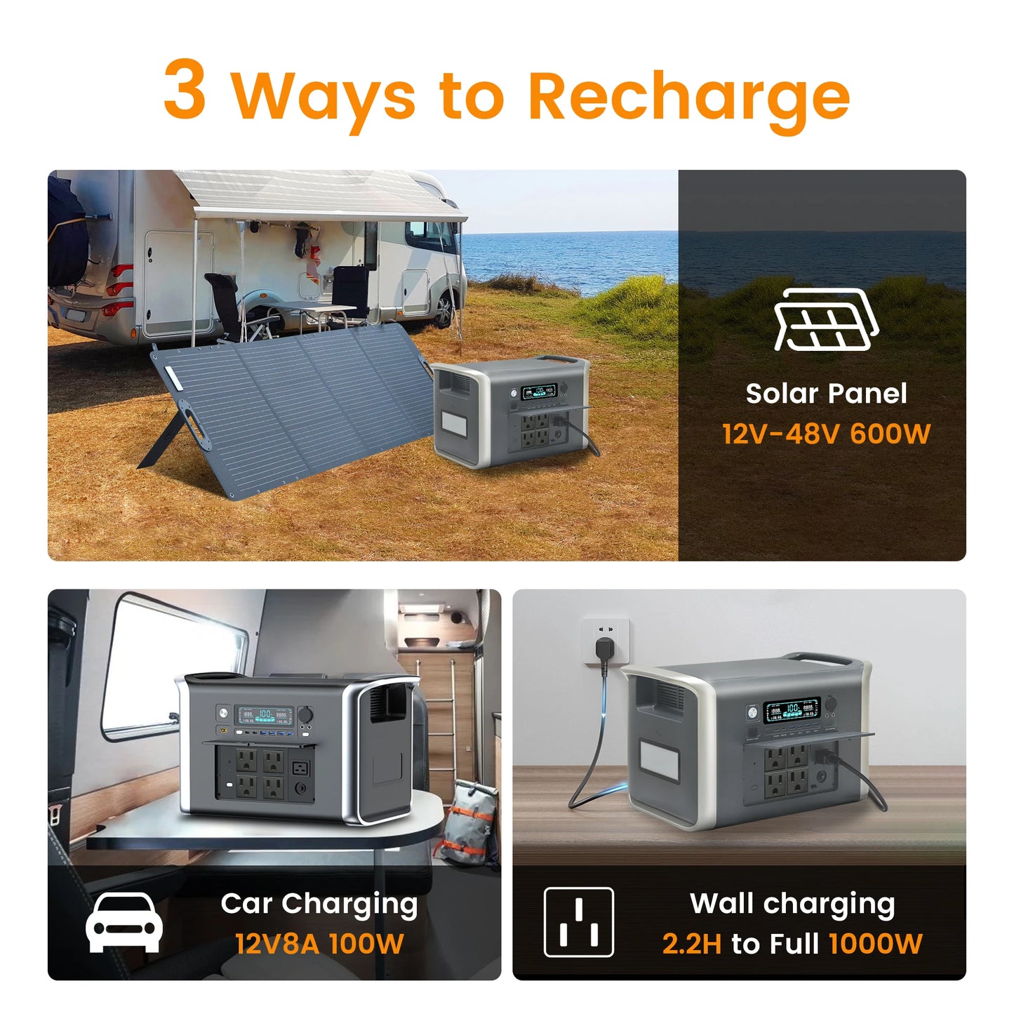 2600W Camping Portable Power Station 2048WH Solar Generator LiFePo4 Battery Backup Emergency Power Supply 110V 220V Outdoor RV