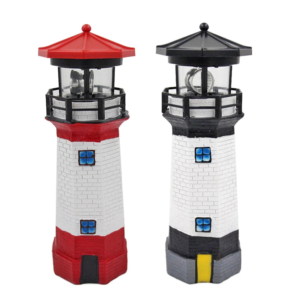 Lighthouse Shape Solar LED Light Garden Fence Yard Outdoor Adornment Smart Sensor Beacon Rotating Lamp Solar Light Decor