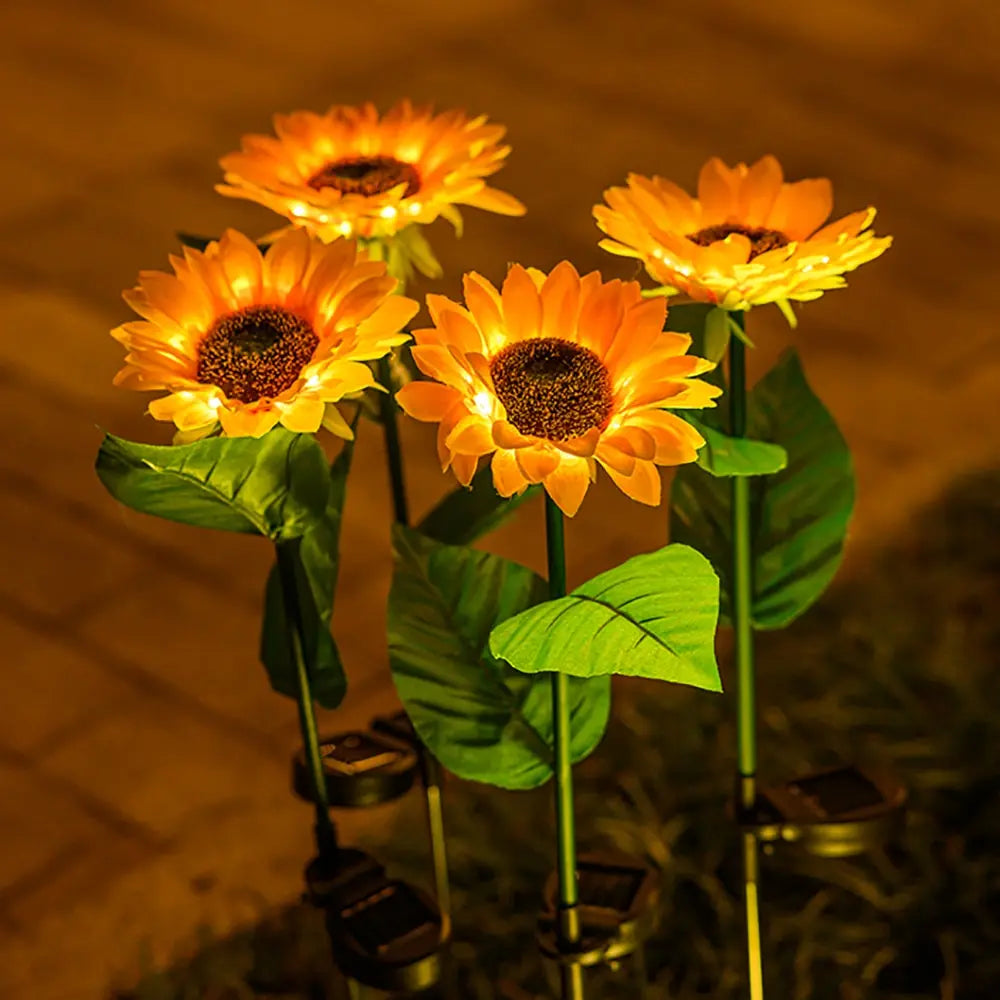 LED Solar Sunflower Outdoor Lawn Light IP65 Waterproof Pathway Yard Wedding Holiday Garden Decoration Solar Flowers Lamp