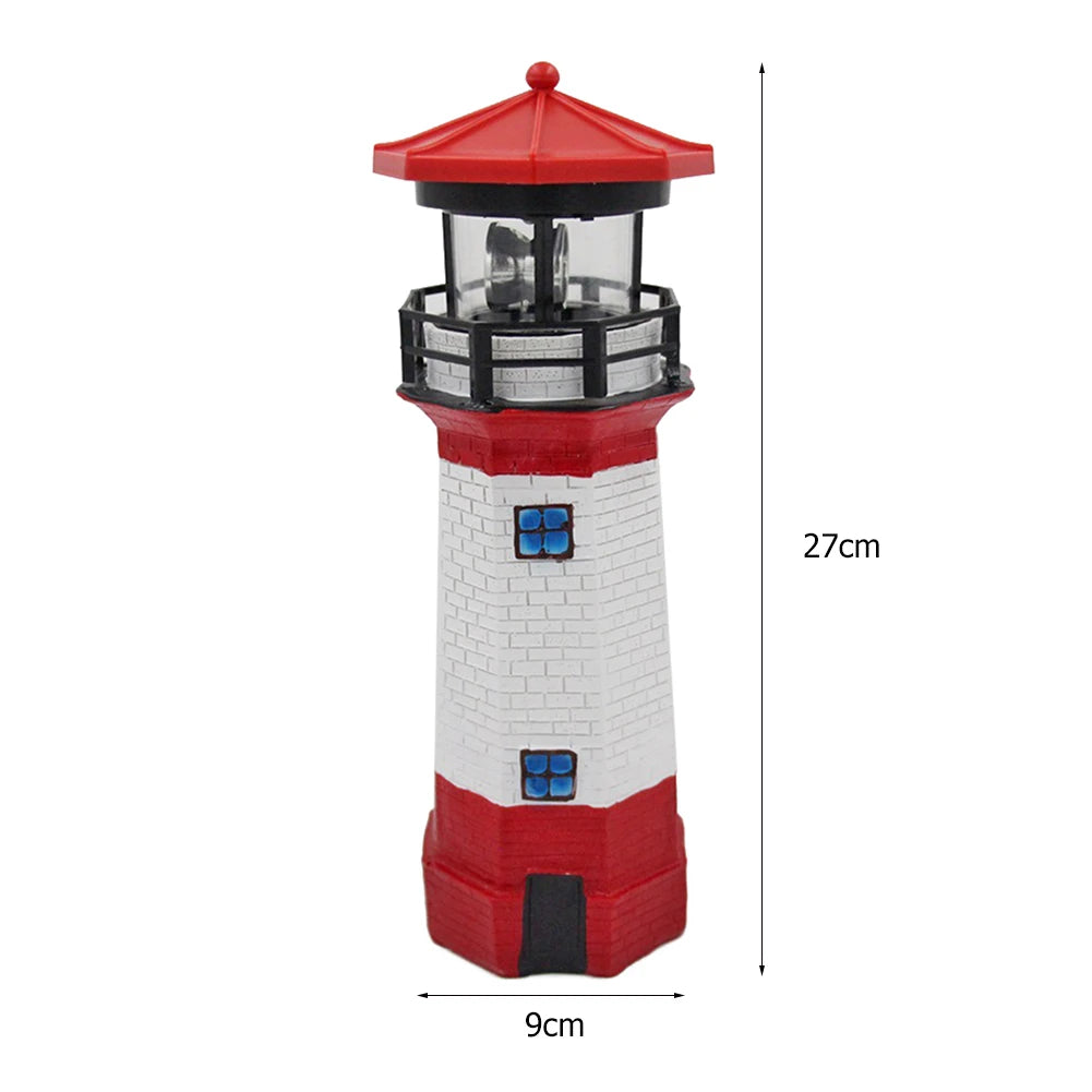 Lighthouse Shape Solar LED Light Garden Fence Yard Outdoor Adornment Smart Sensor Beacon Rotating Lamp Solar Light Decor