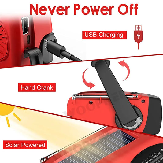 E04 Upgrade Multifunction Radio Solar LED Lamp Hand Crank FM /AM /NOAA WB Weather Radios Emergency Flashlight 2000mAh Power Bank